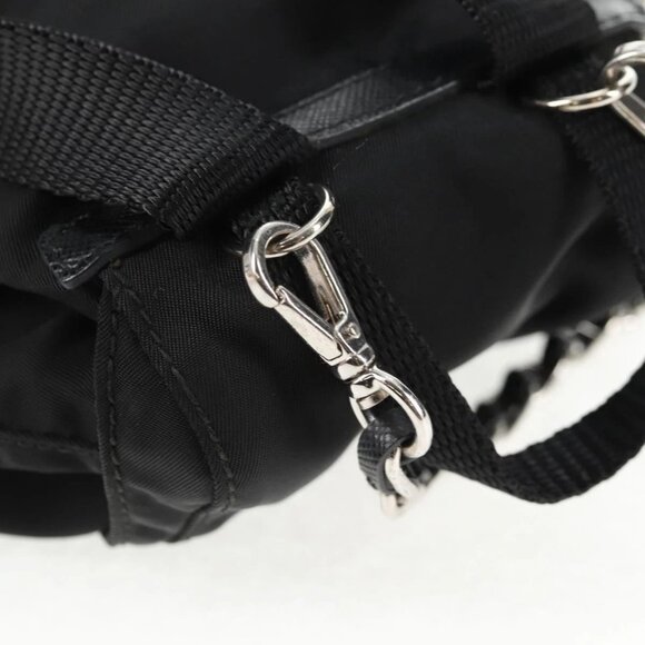PRADA Chain Shoulder Bag Nylon Black Silver Auth 128179M - Picture 10 of 16